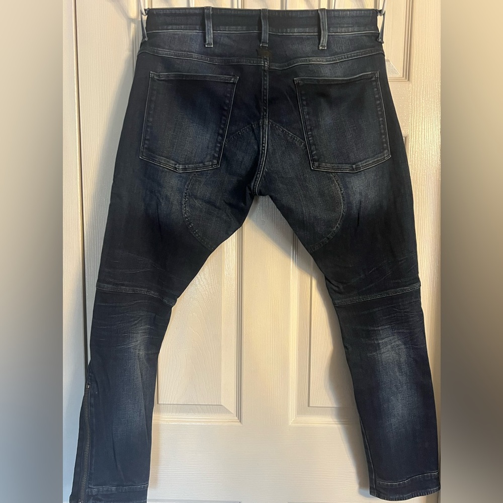G-Star Raw 5260 3D Skinny Blue Denim Jeans Ankle Zip Moto Biker Skater Punk - Picture 3 of 12